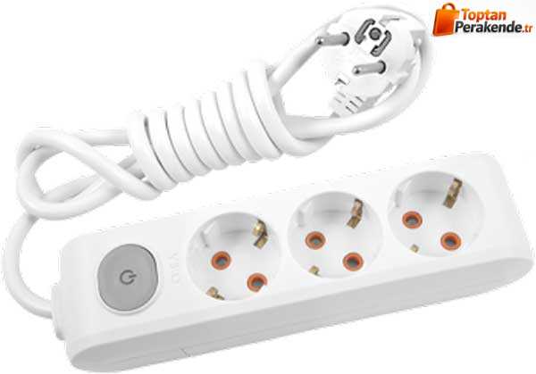 Viko Multi-Let Üçlü Grup Priz Anahtarlı Topraklı 5 Metre Beyaz (Çocuk Korumalı) 90117305